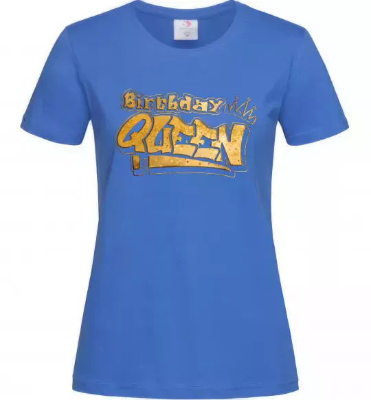 Жіноча футболка Birthday Queen Яскраво-синій фото