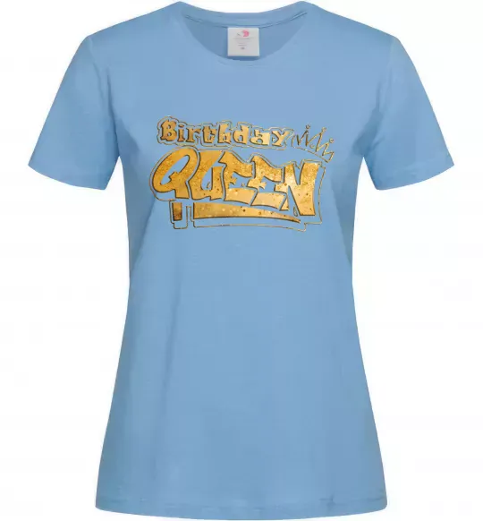Жіноча футболка Birthday Queen Блакитний фото