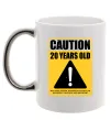 Чашка с цветной ручкой Caution 20 years old Серебро фото