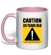 Чашка с цветной ручкой Caution 20 years old Нежно розовый фото