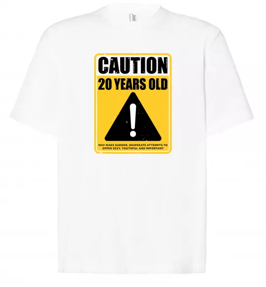 Футболка Оверсайз Caution 20 years old Білий фото