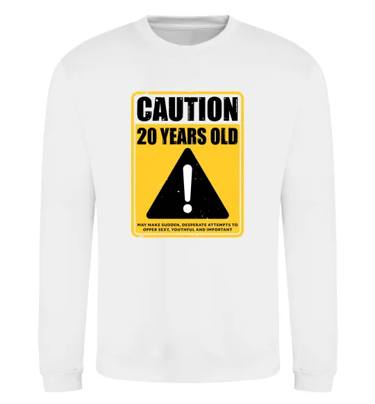 Свитшот Caution 20 years old Белый фото