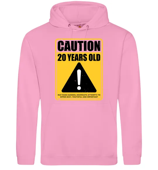 Чоловіча толстовка (худі) Caution 20 years old Рожевий фото
