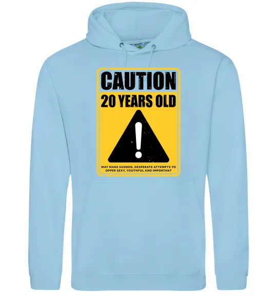 Чоловіча толстовка (худі) Caution 20 years old Блакитний фото
