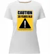 Женская премиум футболка Caution 20 years old Белый фото
