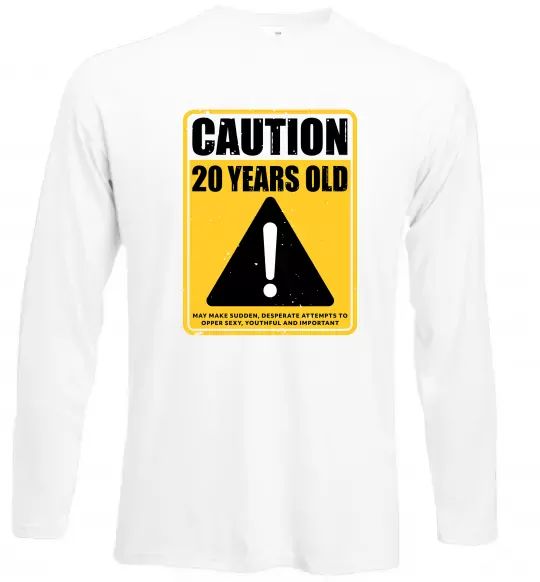 Лонгслив Caution 20 years old Белый фото