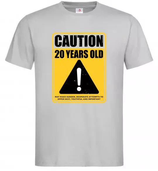 Чоловіча футболка Caution 20 years old Сірий фото