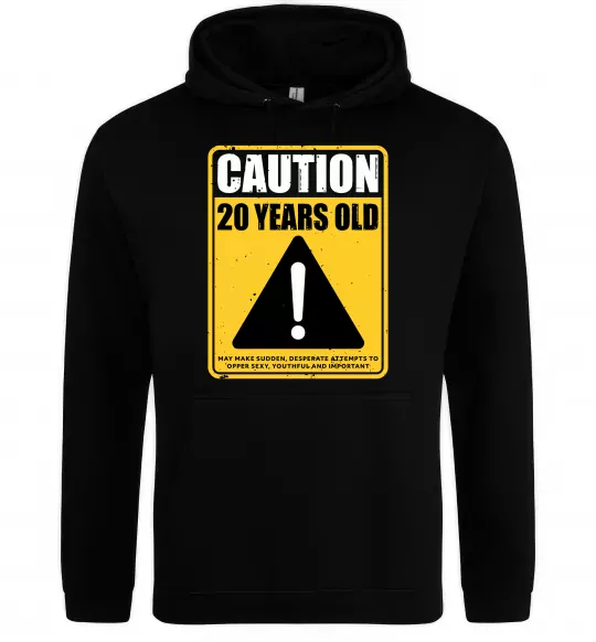 Женская толстовка (худи) Caution 20 years old Черный фото