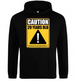Женская толстовка (худи) Caution 20 years old Черный фото
