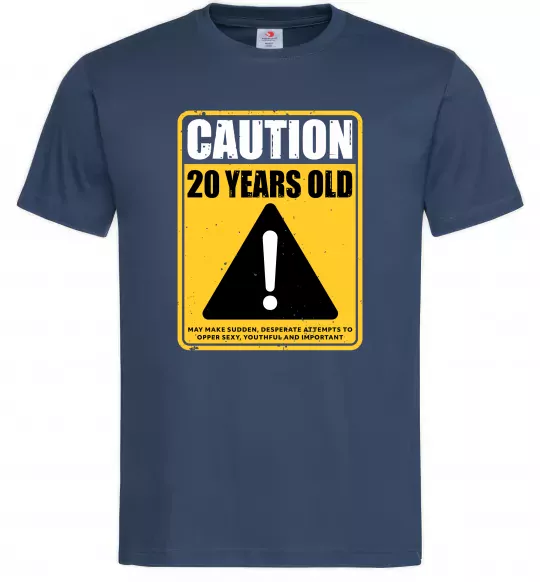 Чоловіча футболка Caution 20 years old Темно-синій фото