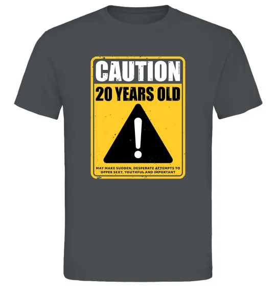 Чоловіча футболка Caution 20 years old Графіт фото