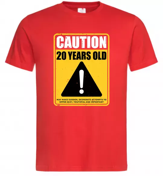 Чоловіча футболка Caution 20 years old Червоний фото