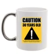 Чашка с цветной ручкой Caution 30 years old Серебро фото