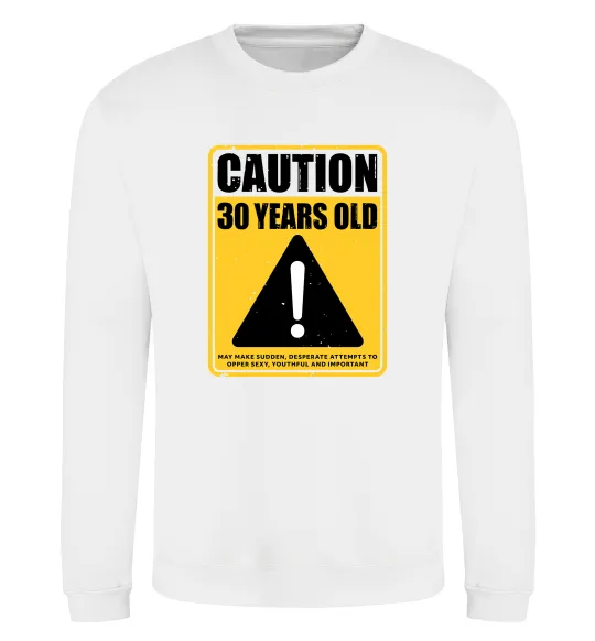 Світшот Caution 30 years old Білий фото