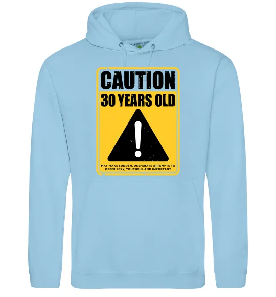 Чоловіча толстовка (худі) Caution 30 years old Блакитний фото