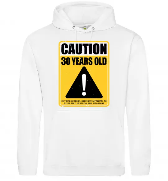 Женская толстовка (худи) Caution 30 years old Белый фото
