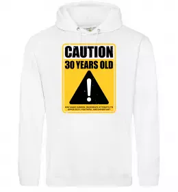 Женская толстовка (худи) Caution 30 years old Белый фото