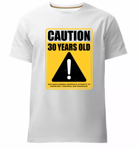 Чоловіча преміум футболка Caution 30 years old Білий фото