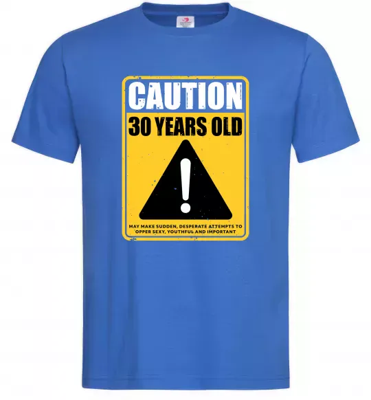 Чоловіча футболка Caution 30 years old Яскраво-синій фото