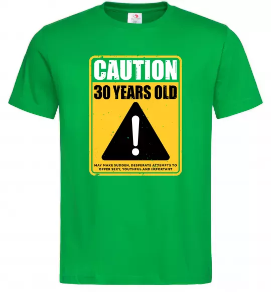 Чоловіча футболка Caution 30 years old Зелений фото
