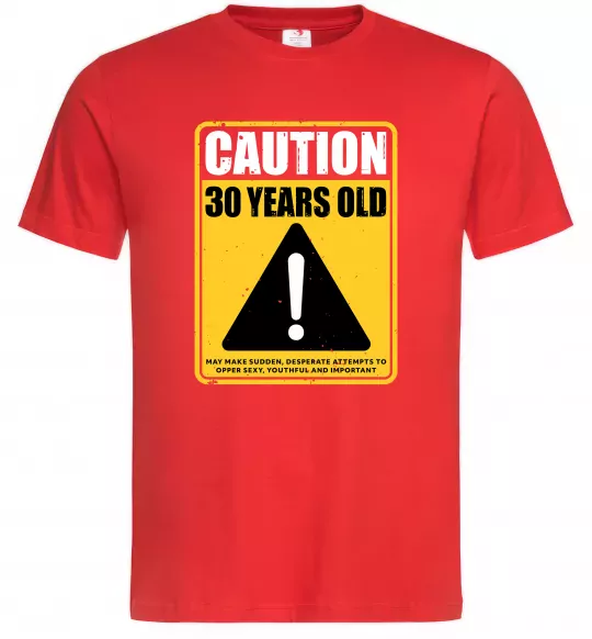 Чоловіча футболка Caution 30 years old Червоний фото