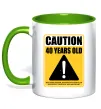 Чашка с цветной ручкой Caution 40 years old Зеленый фото