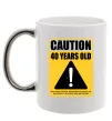 Чашка с цветной ручкой Caution 40 years old Серебро фото