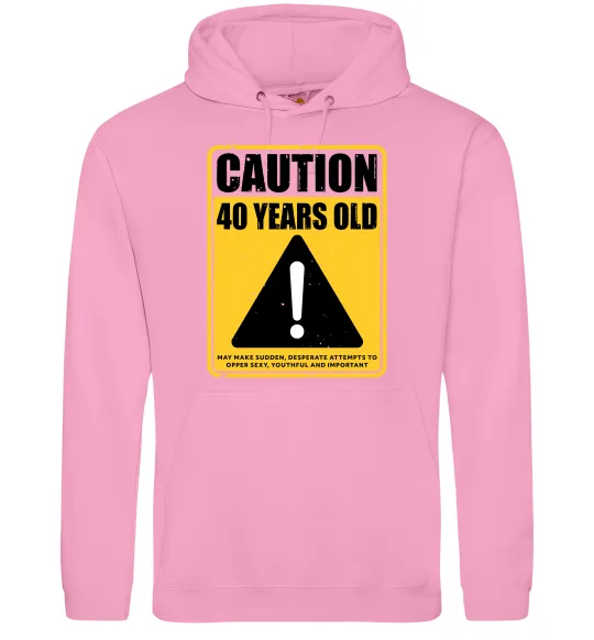 Мужская толстовка (худи) Caution 40 years old Розовый фото