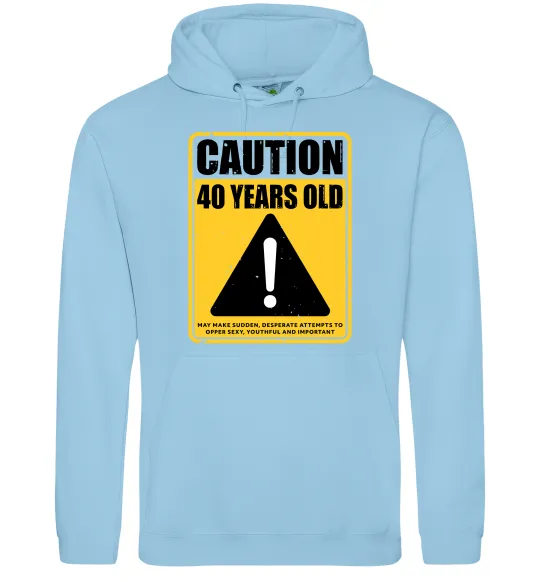 Женская толстовка (худи) Caution 40 years old Голубой фото