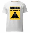 Мужская премиум футболка Caution 40 years old Белый фото