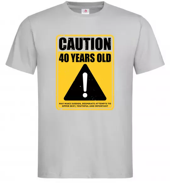 Мужская футболка Caution 40 years old Серый фото