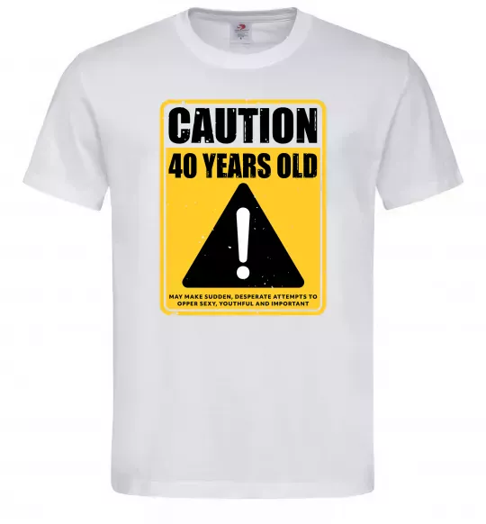 Мужская футболка Caution 40 years old Белый фото