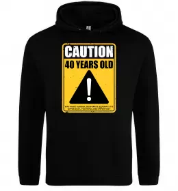 Женская толстовка (худи) Caution 40 years old Черный фото