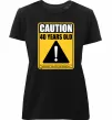Женская премиум футболка Caution 40 years old Черный фото