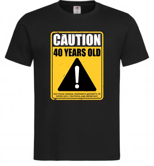 Мужская футболка Caution 40 years old Черный фото