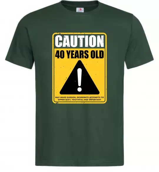 Мужская футболка Caution 40 years old Темно-зеленый фото