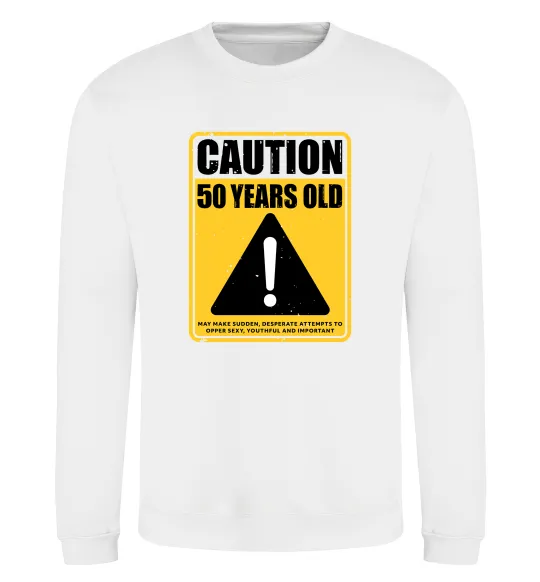 Свитшот Caution 50 years old Белый фото