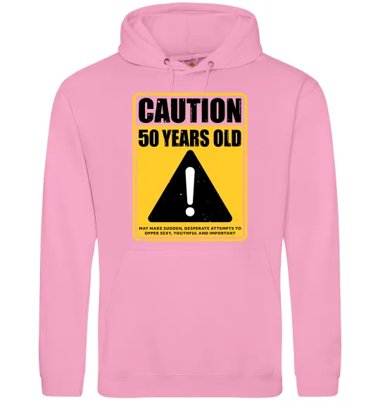 Чоловіча толстовка (худі) Caution 50 years old Рожевий фото