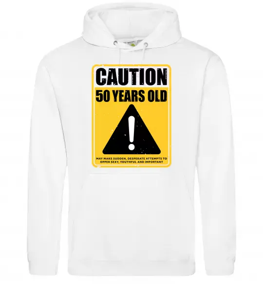 Жіноча толстовка (худі) Caution 50 years old Білий фото
