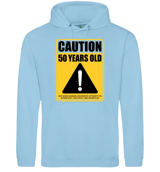 Женская толстовка (худи) Caution 50 years old Голубой фото