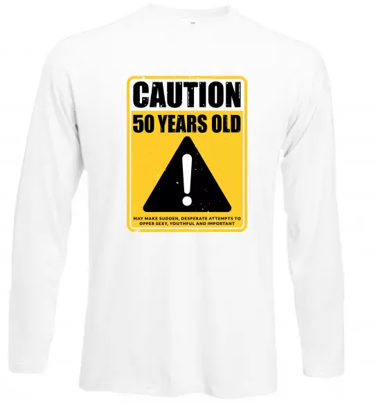 Лонгслив Caution 50 years old Белый фото