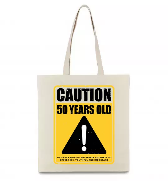 Еко-сумка Caution 50 years old Бежевий фото