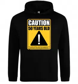 Женская толстовка (худи) Caution 50 years old Черный фото