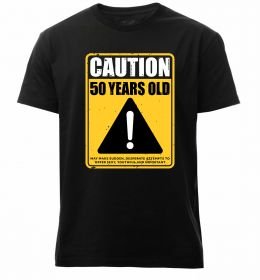 Мужская премиум футболка Caution 50 years old