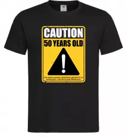 Мужская футболка Caution 50 years old Черный фото
