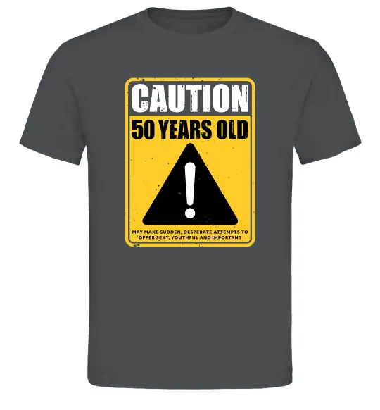 Мужская футболка Caution 50 years old Графит фото