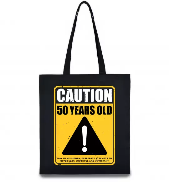 Еко-сумка Caution 50 years old Чорний фото