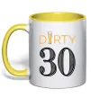 Чашка с цветной ручкой Dirty 30 beer Солнечно желтый фото