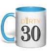 Чашка с цветной ручкой Dirty 30 beer Голубой фото