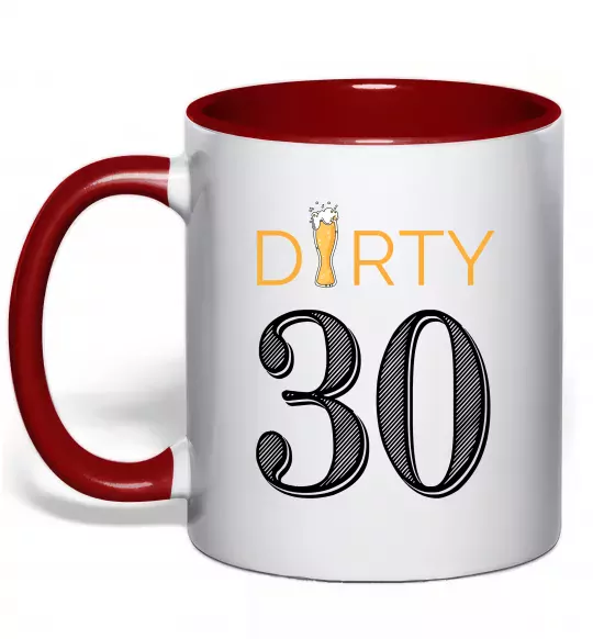 Чашка с цветной ручкой Dirty 30 beer Красный фото